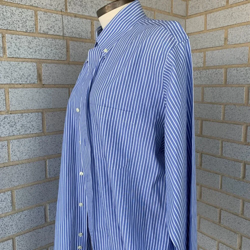 BROOKS BROTHERS MENS STRIPED BUTTON DOWN SHIRT SIZE 16 4/5 NON-IRON ALL COTTON - Picture 5 of 6